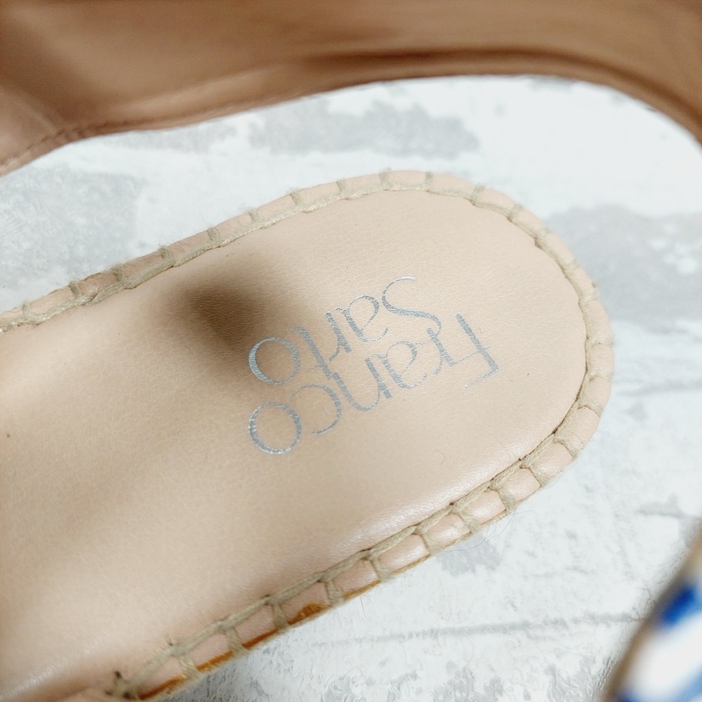 NEW Franco Sarto Pixie Blue White Slingback Wedge Sandals D102 - Picture 7 of 10